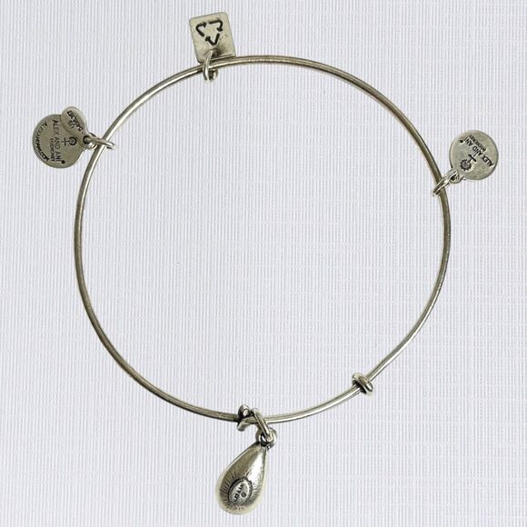 Alex and Ani Bangle Bracelet Blue Swarovski Crystal Birthstone Silver Tone Charm - Picture 2 of 5